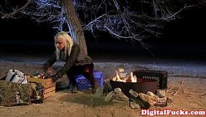 Stevie Shae licking some camp fire pussy