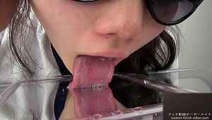 Tongue fetish Licking mirror