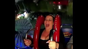 Mom with big tits on the Sling shot