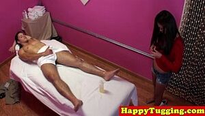 Real jap masseuse rubs customers dick