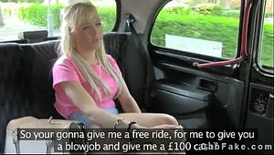 Hot blonde fucked in fake taxi on sunny day